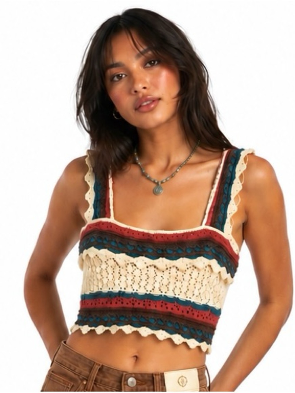 Zara Crochet Knit Crop Top Size S Boho Coastal Cowgirl Festival Y2K Cottagecore